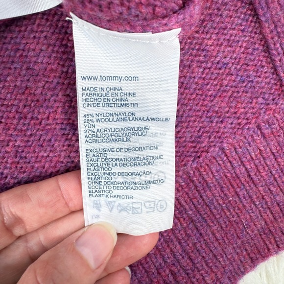 Tommy Hilfiger Womens Large Color Block Long Sleeve Knit Sweater Wool Blend - Picture 5 of 13